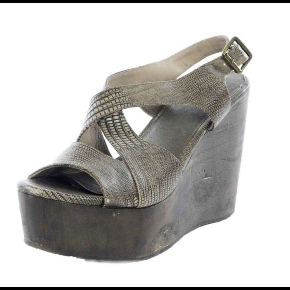Joie Windy lizard Embossed Leather Platform Wedges
